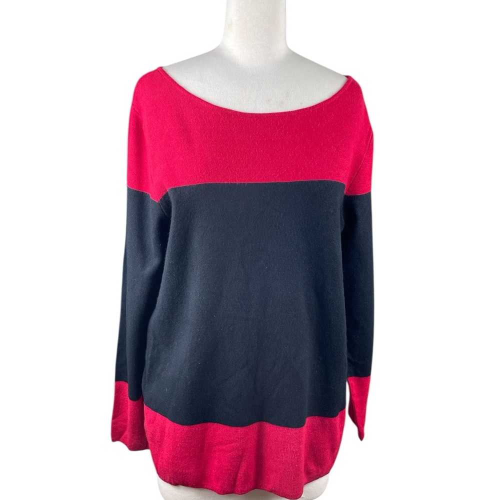 Charter Club Women's Long Sleeved Sweater in Red and Black,‎ Size L